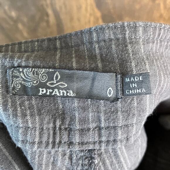 PrAna Womens Pants Gray Pinstripe Drawstring Joggers Crop Linen Blend Stretch 0 - Picture 4 of 11